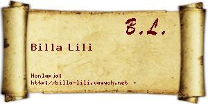 Billa Lili névjegykártya